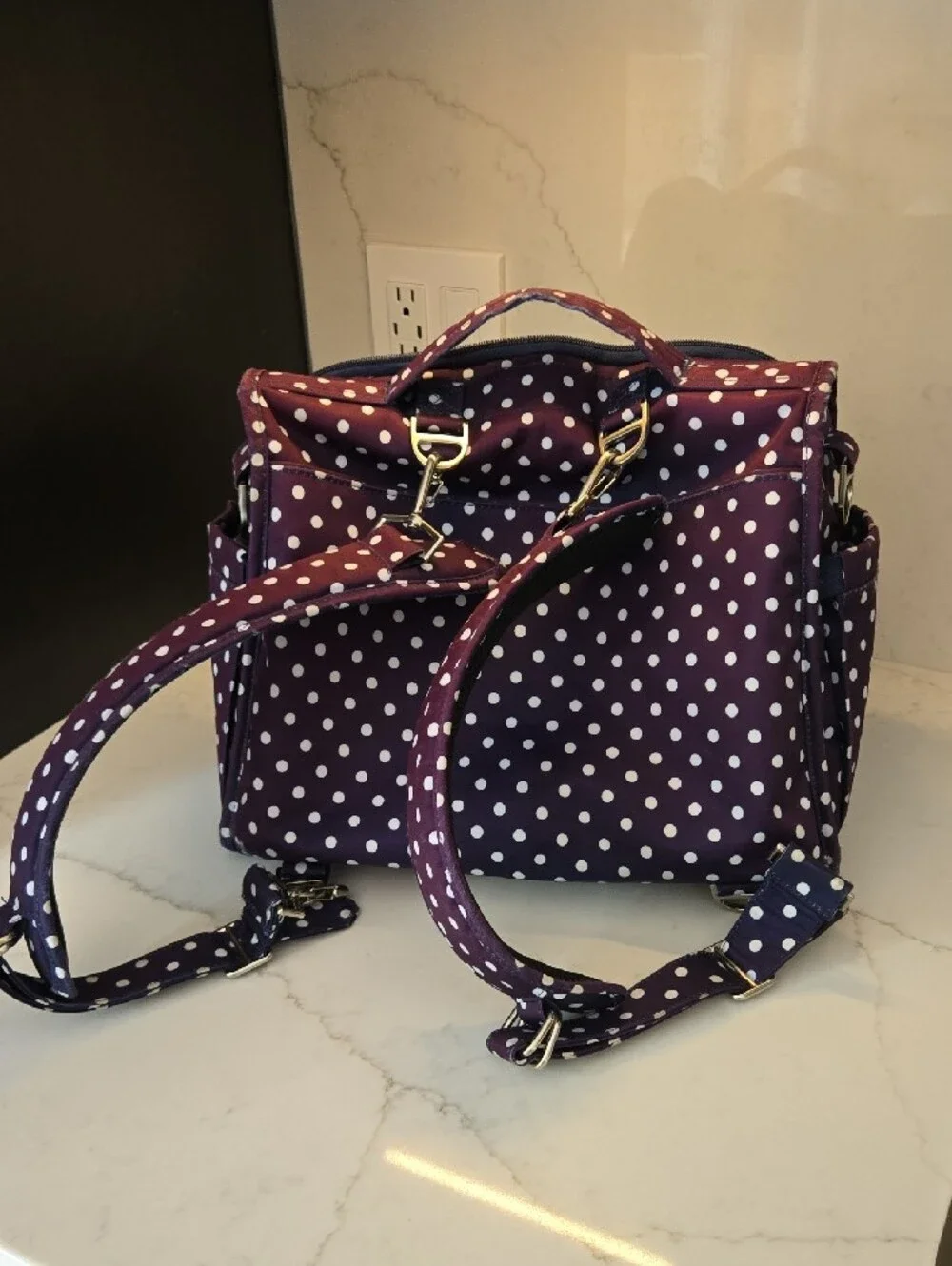 Ju-Ju-Be Purple/Navy Polka Dot Baby Bag